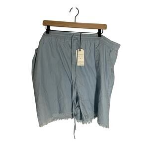NWT Cotton Bleu 2x Blue Faux Denim Chambray Tapered Flowy Comfy Shorts
